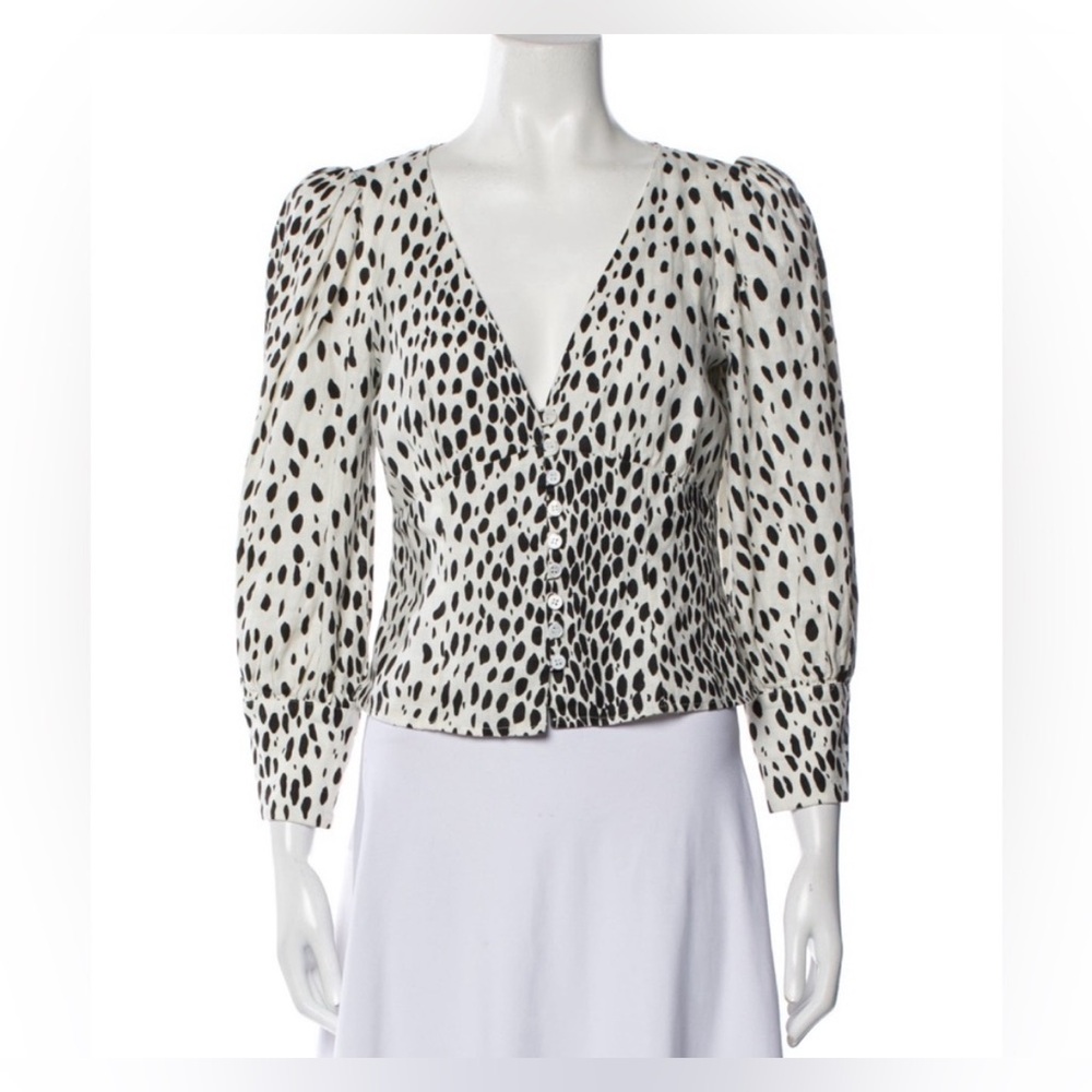 Reformation Black and White Patterned Blouse